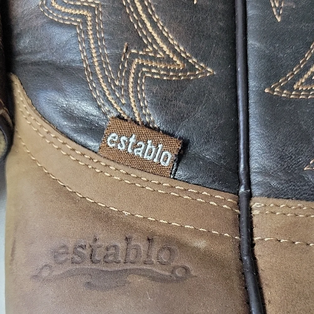 Establo Toddler  Brown Embroidered  Western Cowboy Boots Size 4